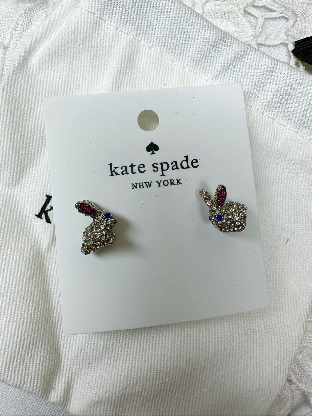 kate spade Crystal Bunny Stud Earrings with Pink & Blue Accents